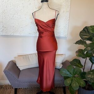 Billy J Monte Midi Dress Cooper Satin Sleeveless Slit Size 6 NWT
